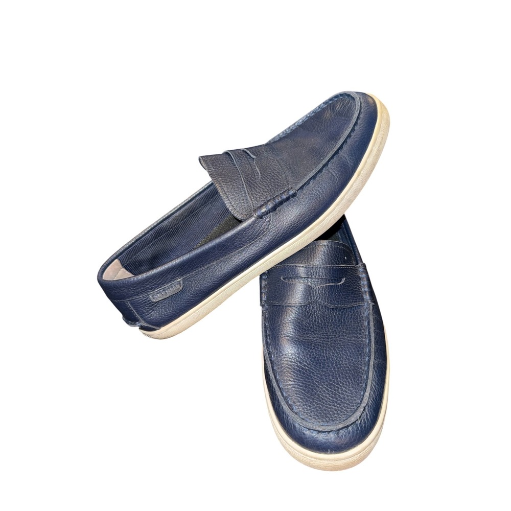 Cole Haan Penny Loafer Mens 11 Blue Grand.OS Pebbled Leather C27790